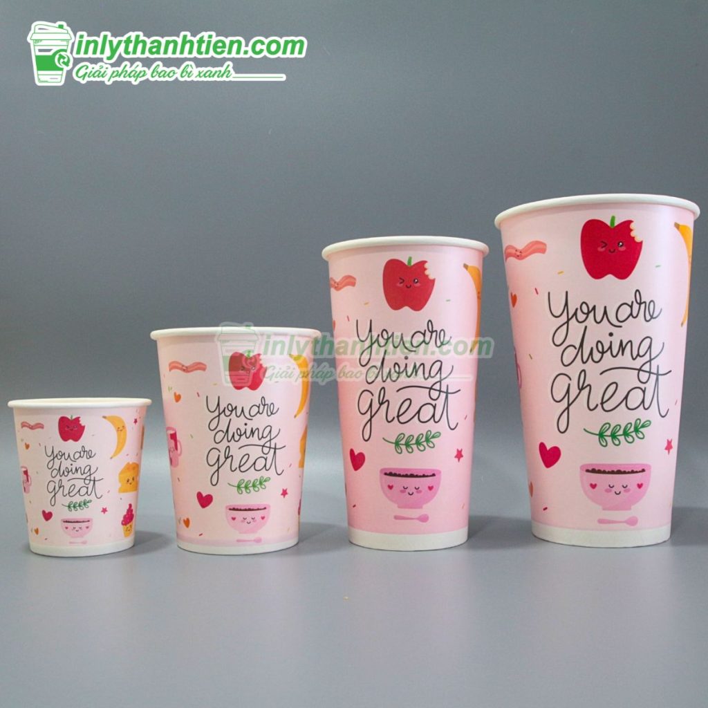Ly giấy 1 lít 32oz in logo quán trà sữa tại In Ly Thành Tiến
