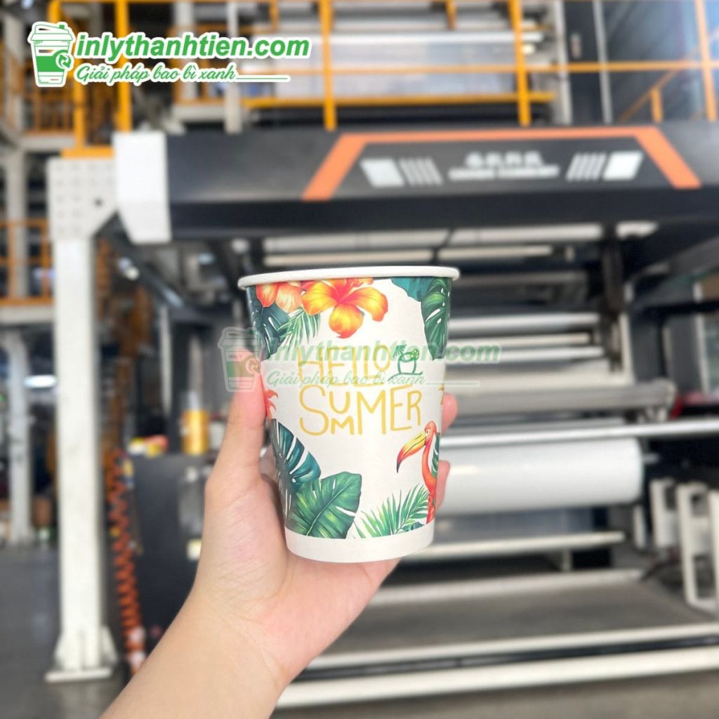 Ly 14oz tráng PE, chứa latte nóng, in offset sắc nét