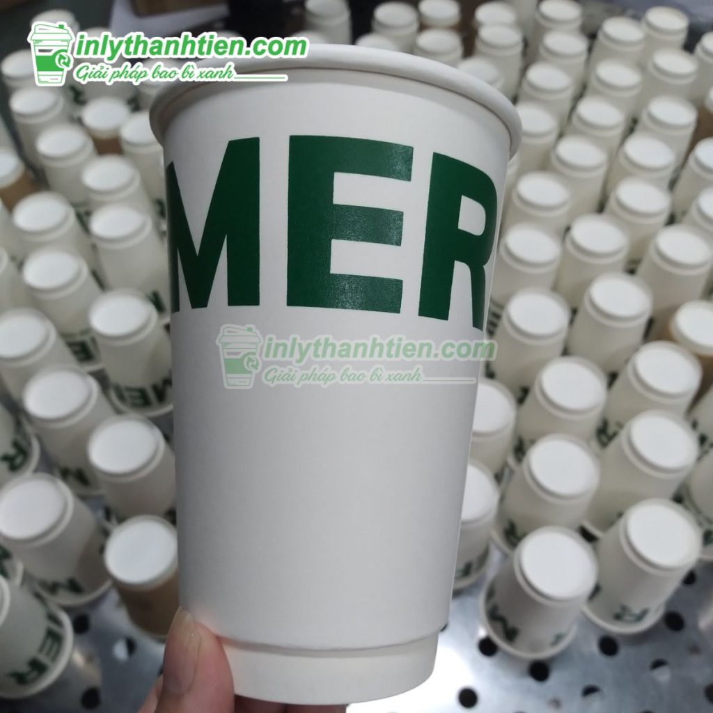 Ly giấy 16oz với kích thước 123mm x 89mm x 63mm, cạnh thước đo