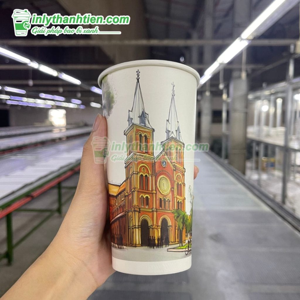 Ly giấy mang đi 700ml với họa tiết sinh động, an toàn thực phẩm