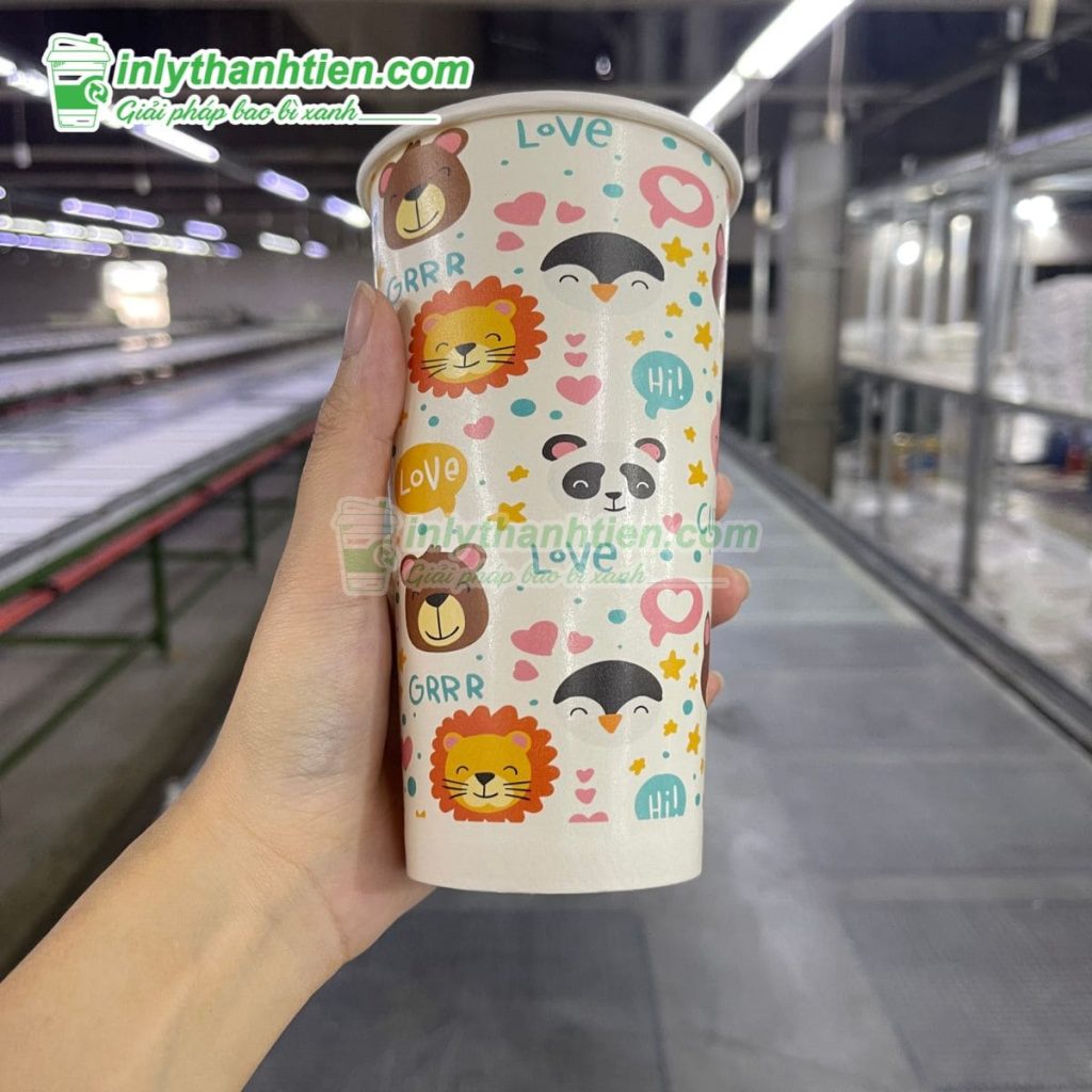Ly giấy trà sữa 24oz in ấn sắc nét tại In Ly Thành Tiến