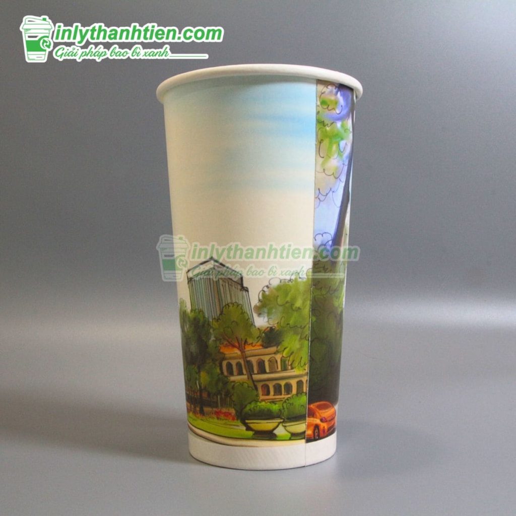 Ly giấy 24oz in họa tiết nhiệt đới cho đồ uống mang đi