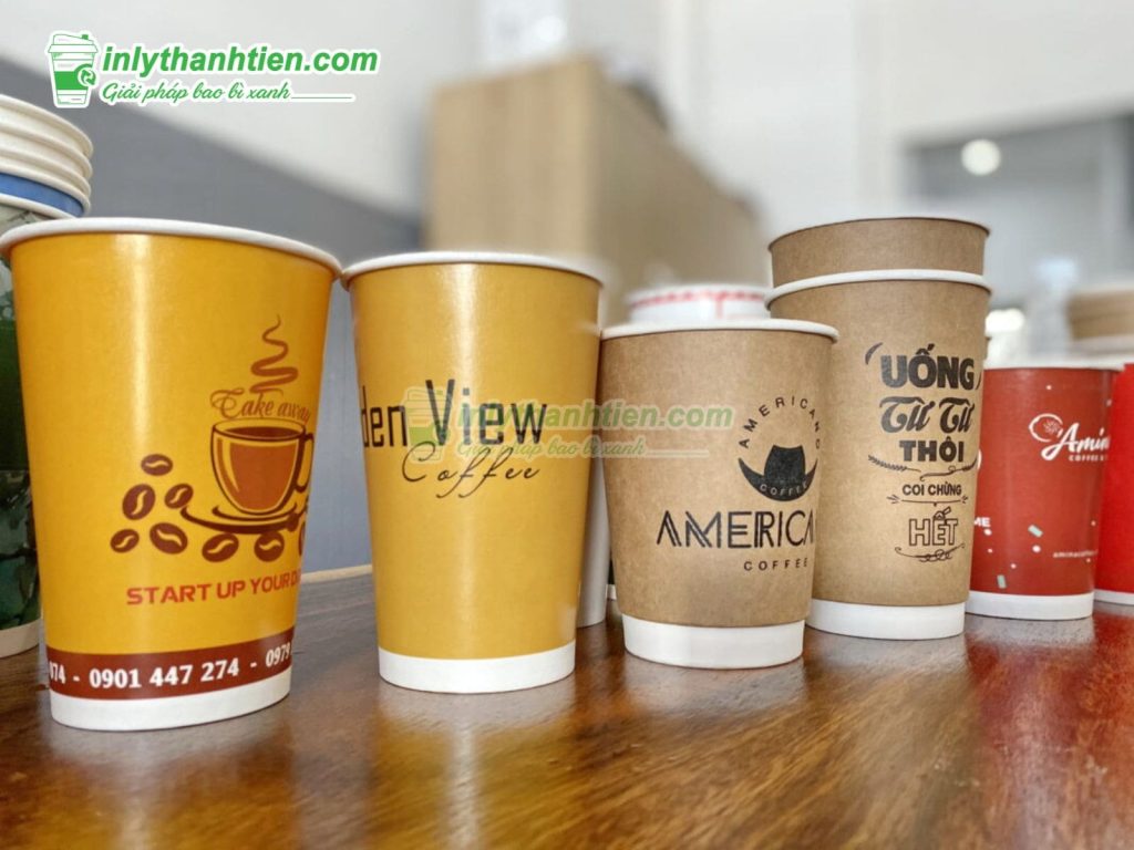 Ly giấy cafe 8oz in logo thương hiệu tại In Ly Thành Tiến