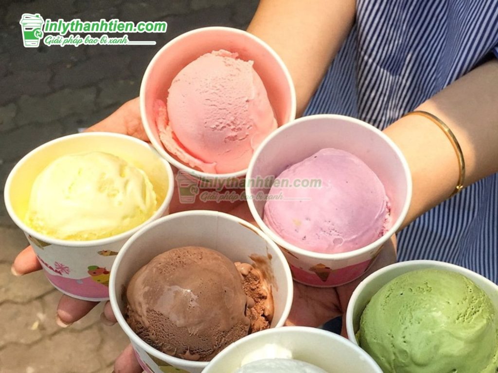 Ly giấy đựng kem 4oz nhỏ gọn, thiết kế tinh tế trắng tinh khôi