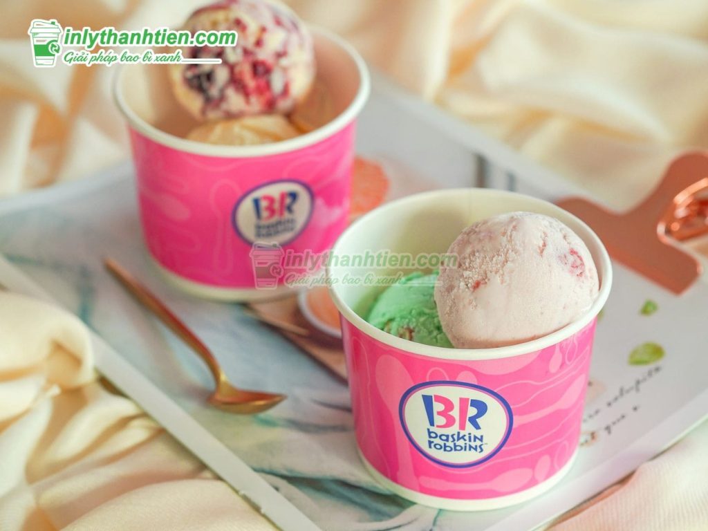 Mẫu ly kem giấy in logo thương hiệu theo yêu cầu, màu sắc rực rỡ