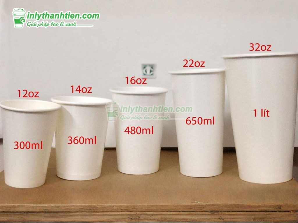 Kích Thước Ly Giấy 22OZ (Khoảng 600ml - 650ml)