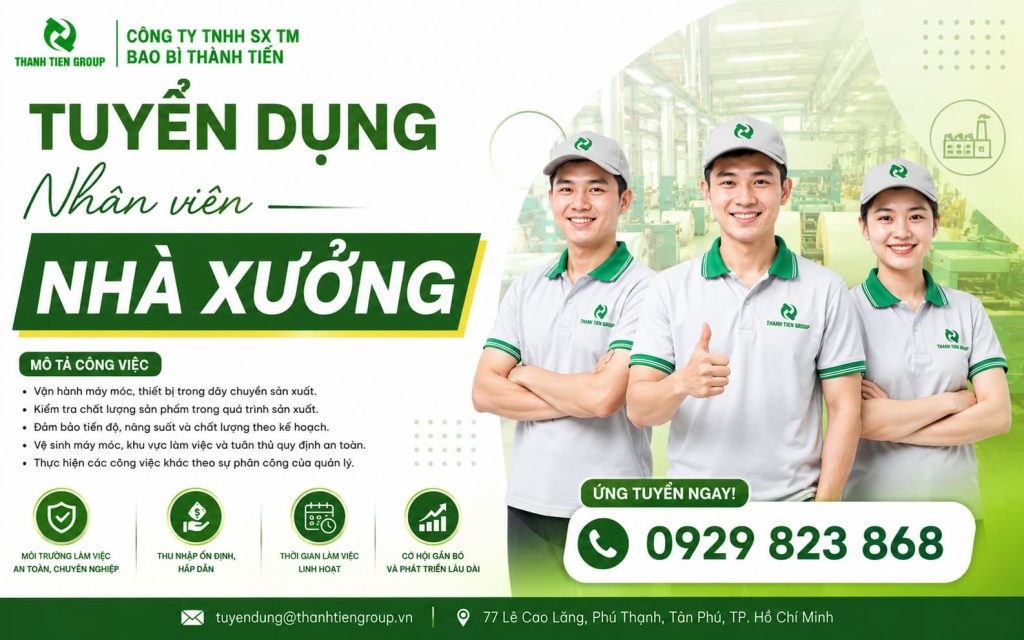 tuyển dụng nhân viên nhà xưởng