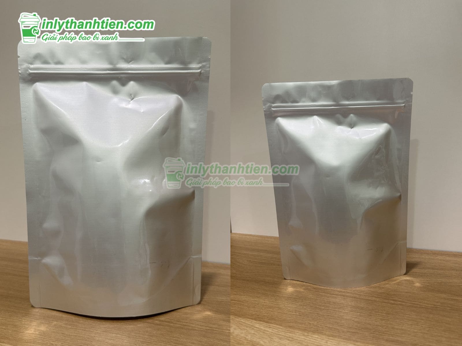 Túi zipper 2 mặt bạc 500gram, 1kg