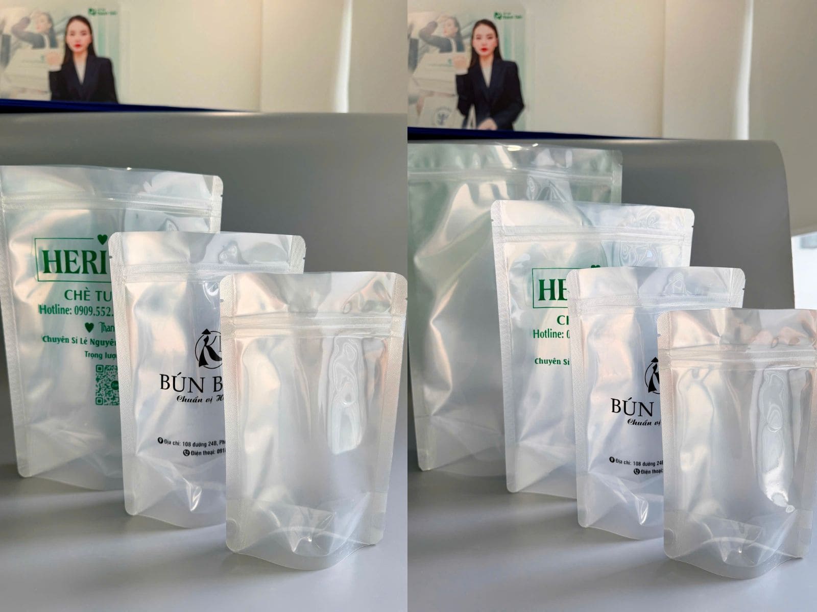 Túi zip bạc 1 mặt trong đáy đứng đựng thực phẩm