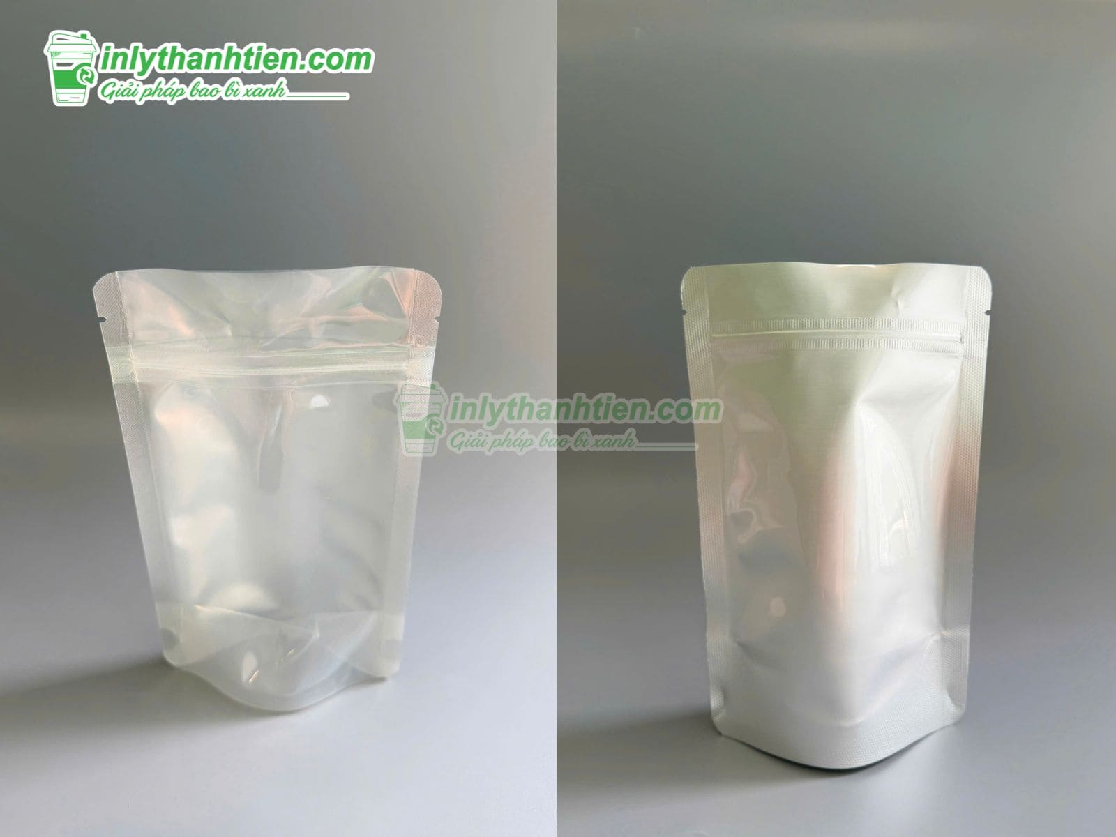 Túi zip bạc 1 mặt bạc 1 mặt trong
