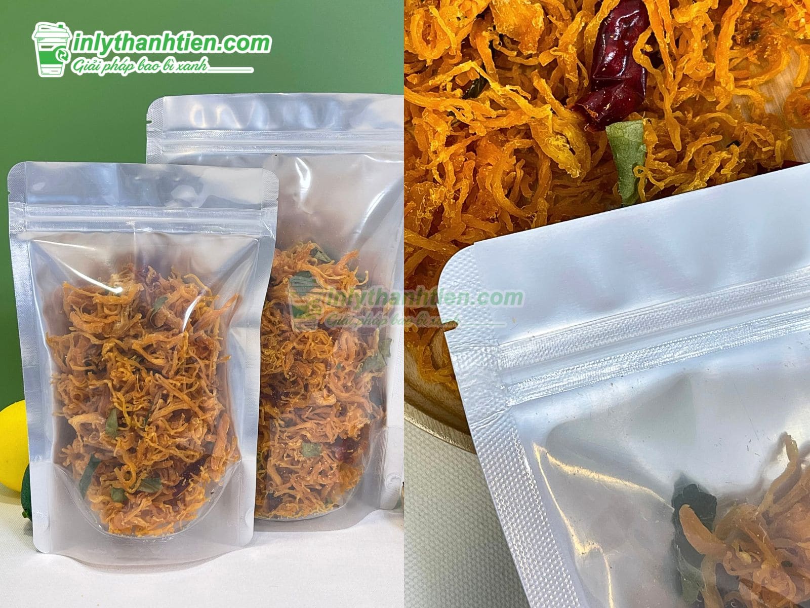 Túi zipper bạc 1 mặt trong đựng khô gà chất lượng