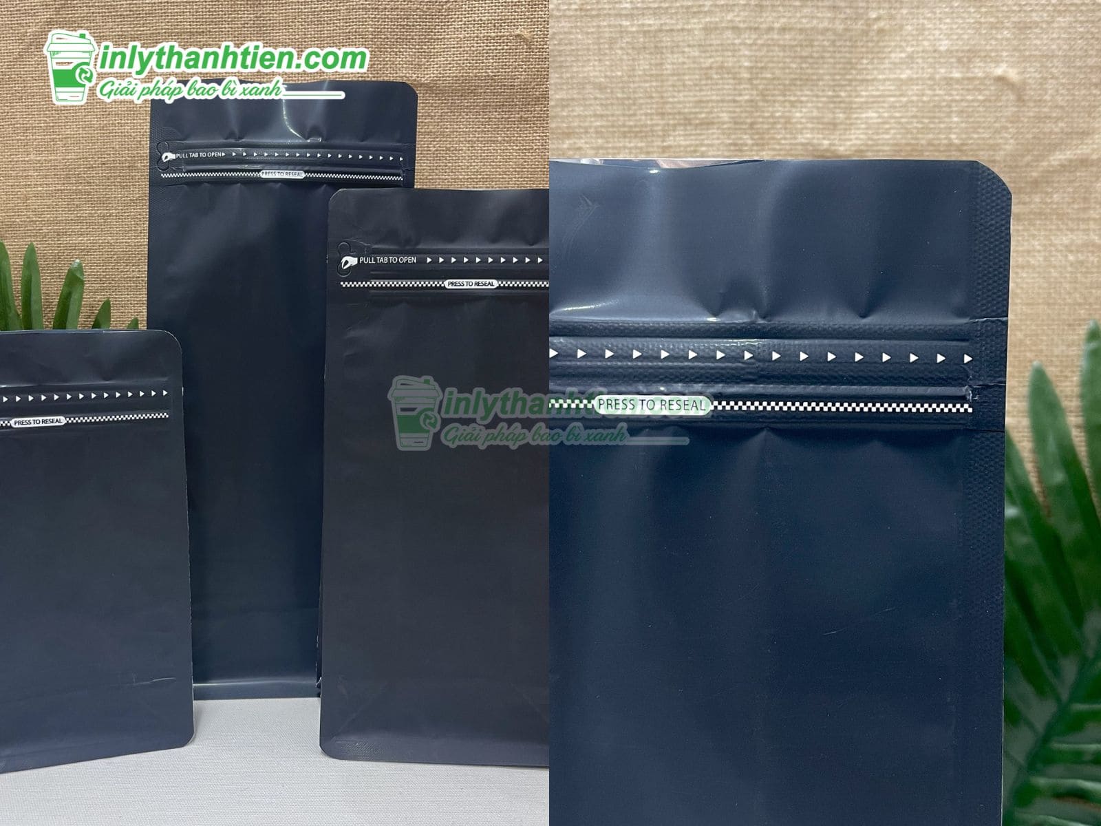 Túi zipper màu đen có khoá nhật