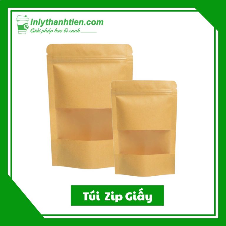 Túi zip giấy kraft có cửa sổ