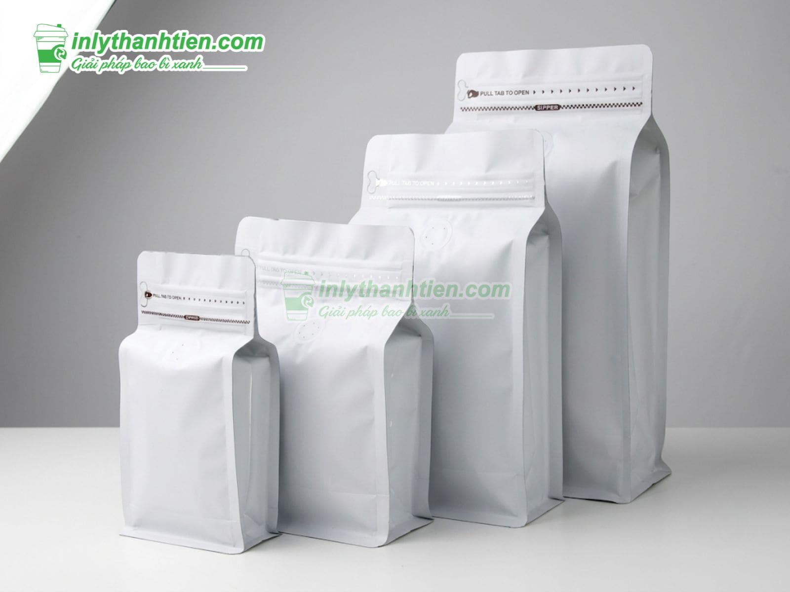 Túi zip trắng đáy vuông đựng thực phẩm