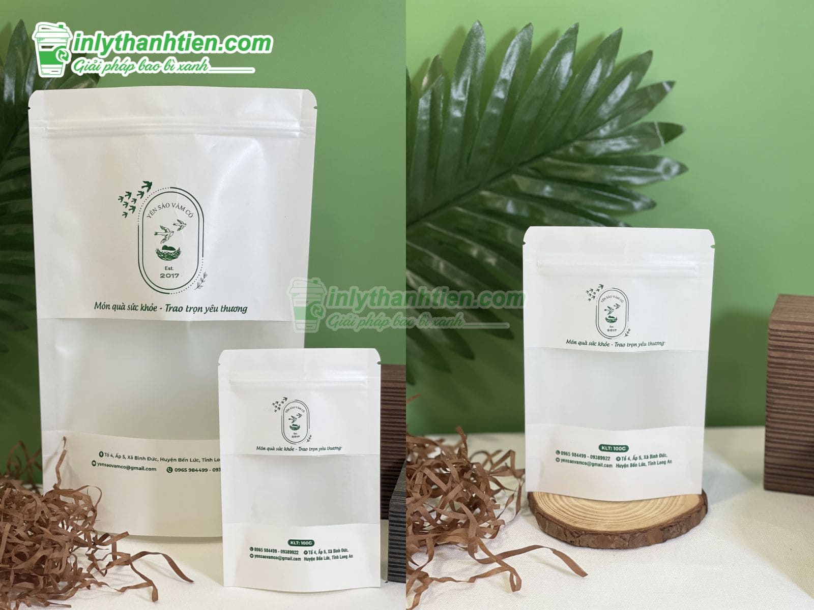 In túi zip màu trắng có cửa sổ tràn