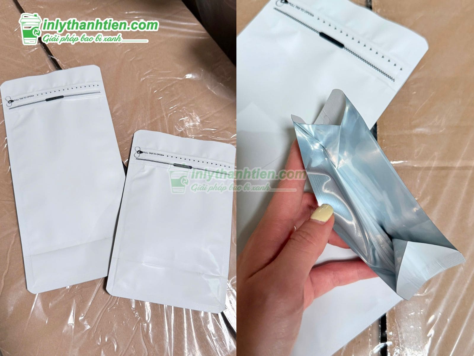 Túi zip 8 cạnh màu trắng đựng thực phẩm