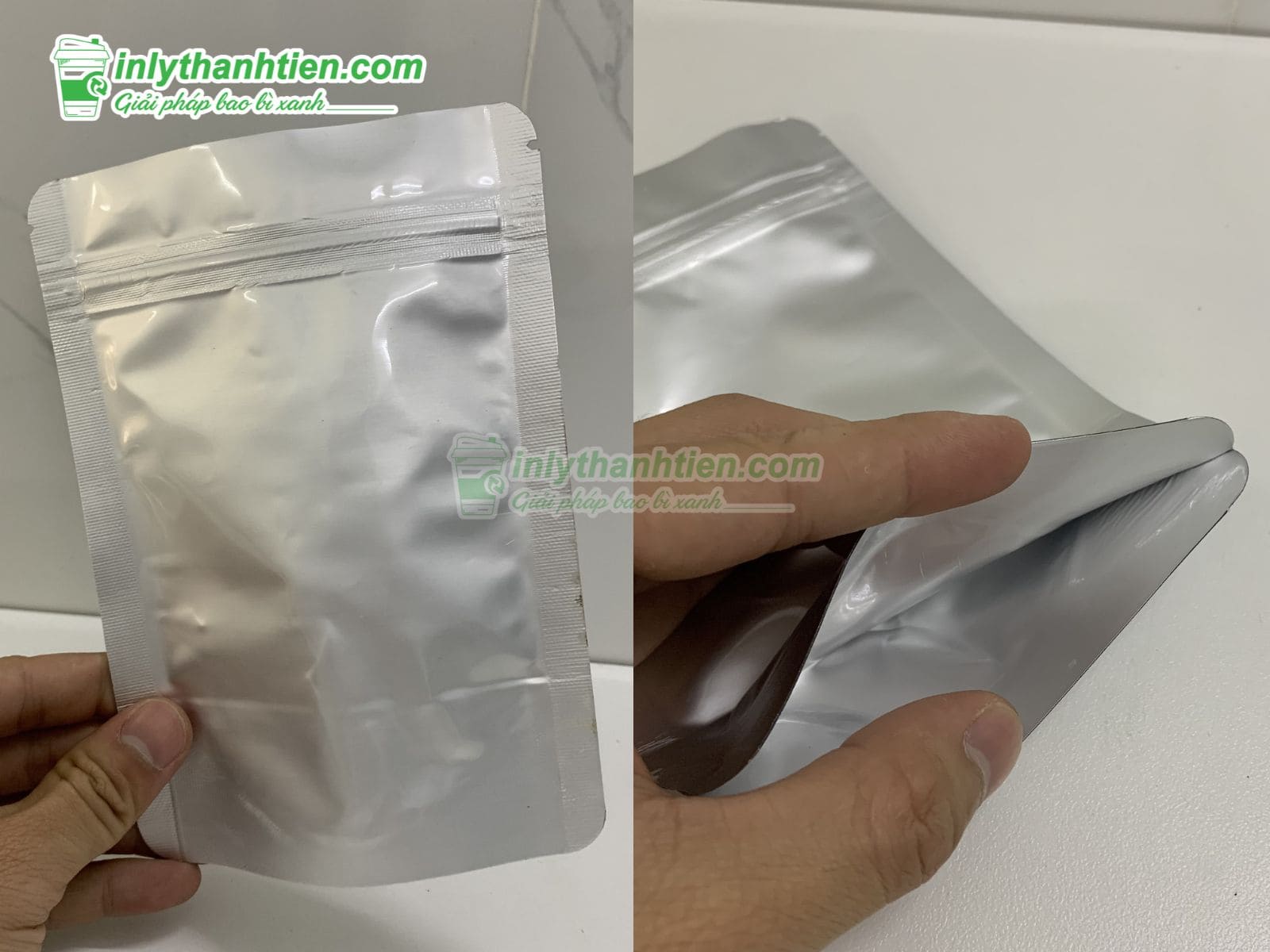 Túi zipper mờ 2 mặt bạc đáy đứng 