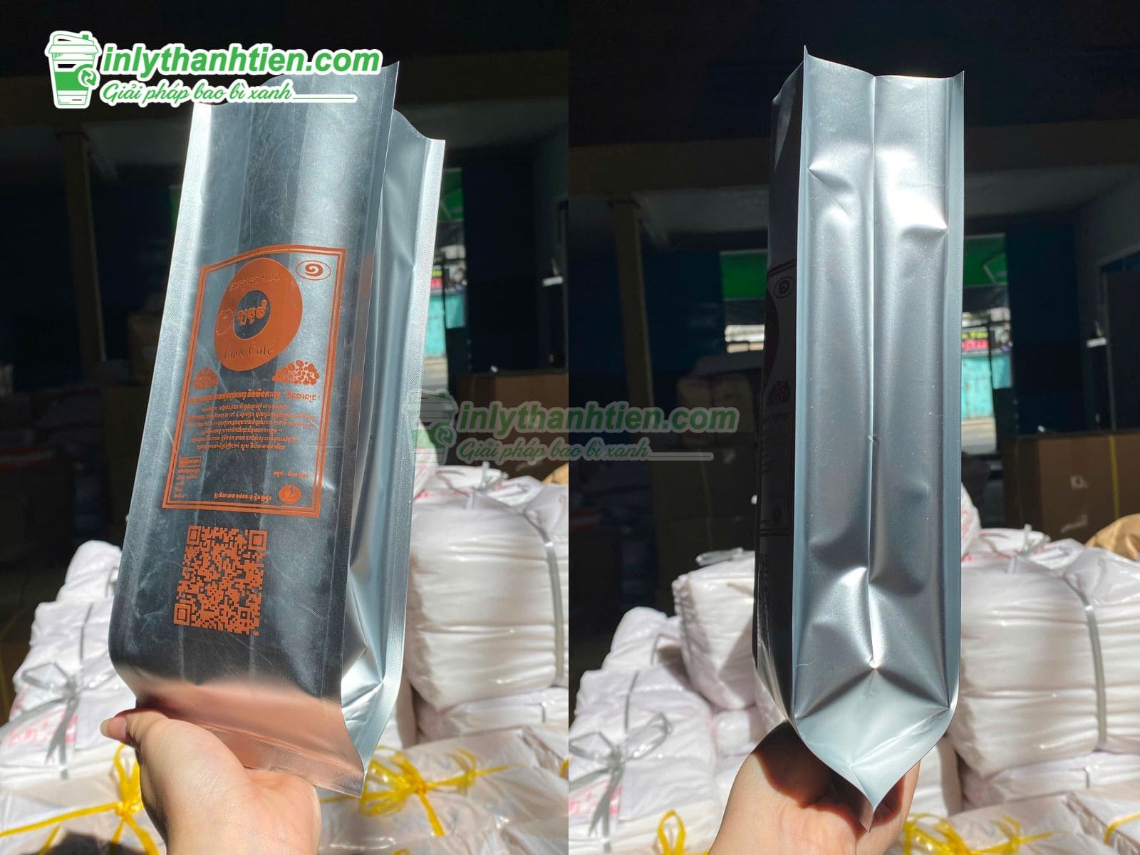 Túi bạc 4 cạnh đựng cà phê