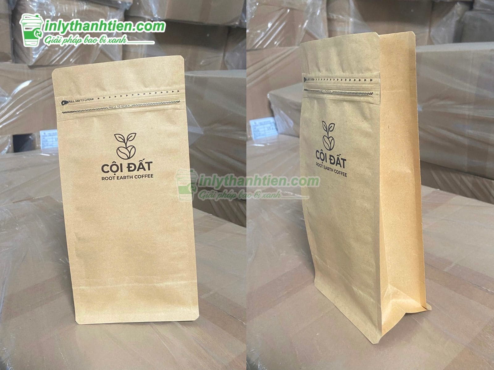 Túi zip đựng cà phê giấy kraft