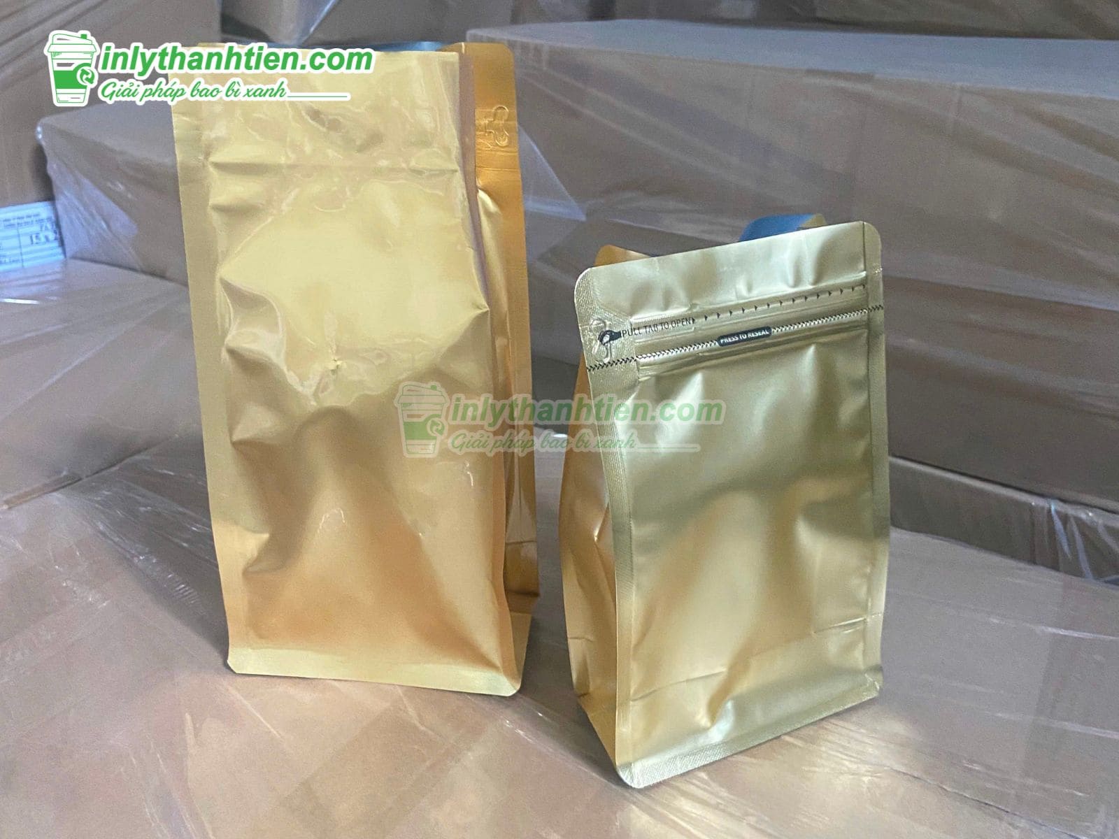Túi zip 8 cạnh đựng coffee