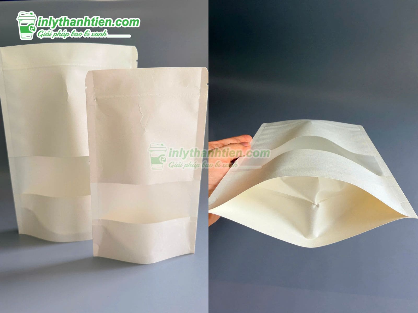Túi zip ghép giấy trắng