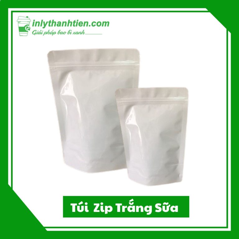 túi zip trắng sữa