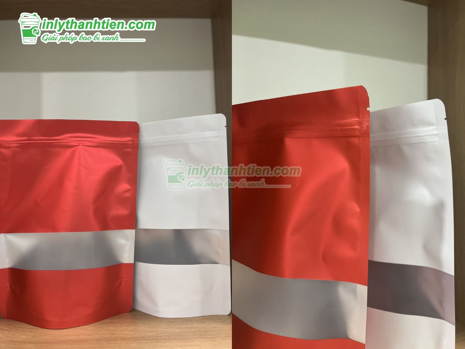 Túi zip trắng sữa có cửa sổ