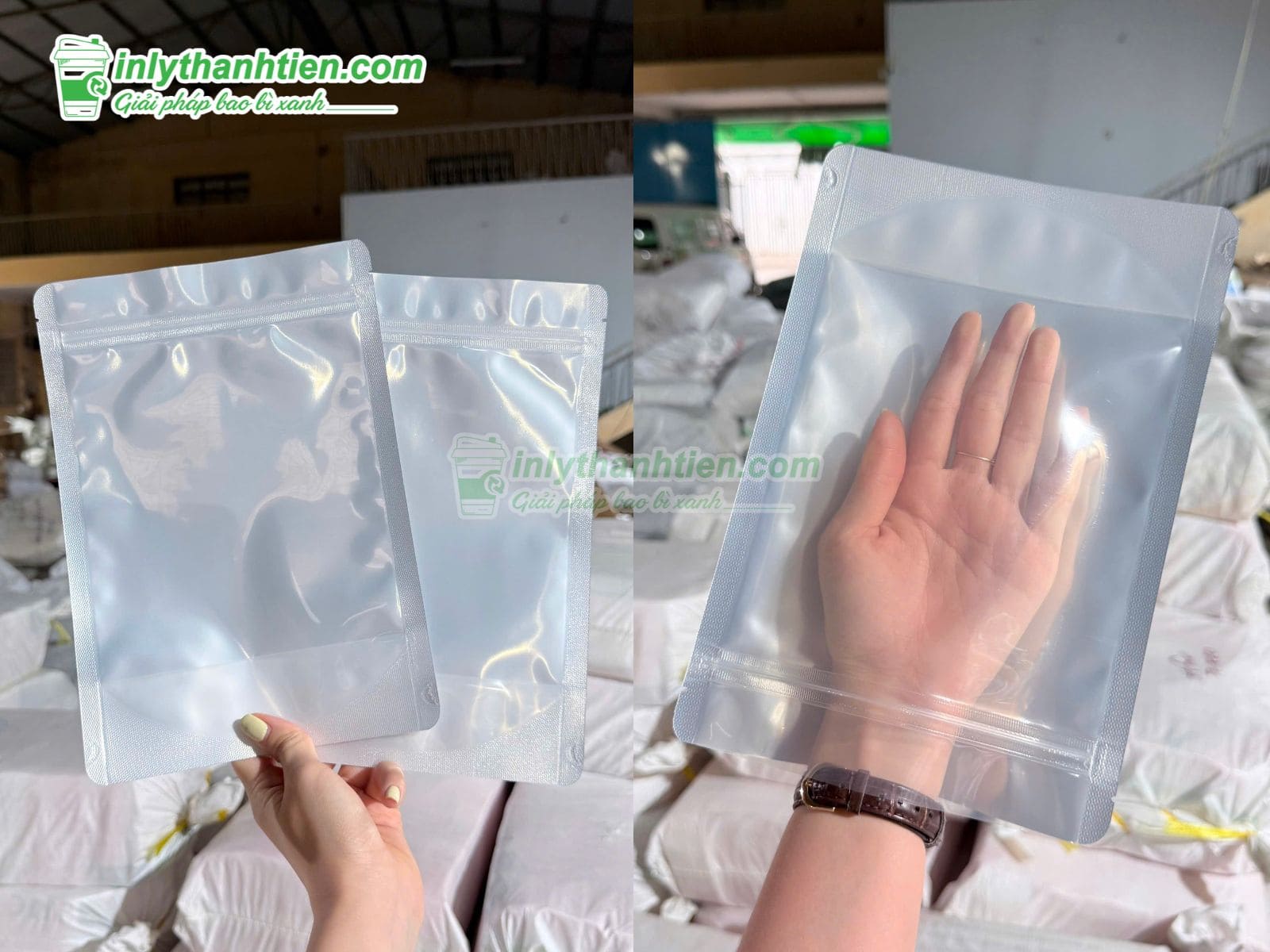 Túi zip trong 1 mặt bạc