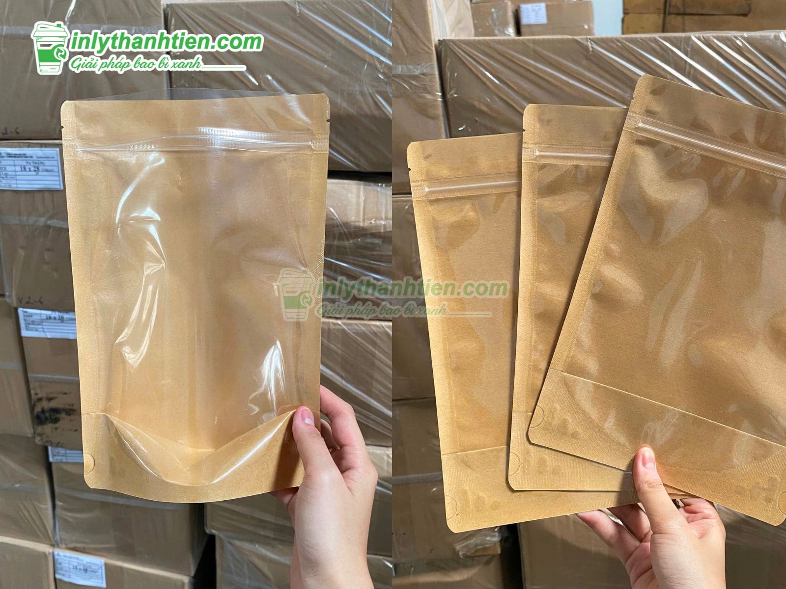 Túi zip trong 1 mặt giấy