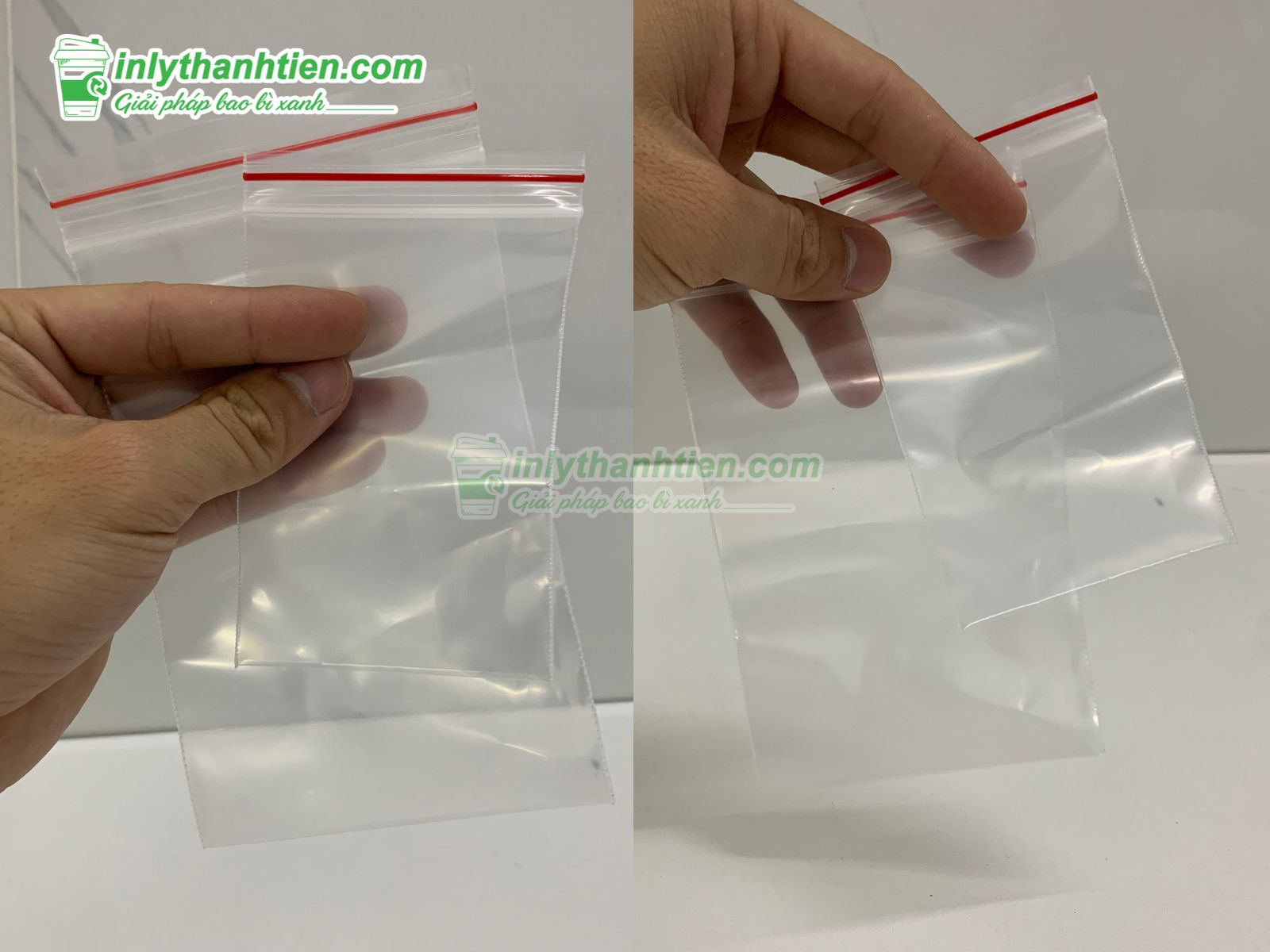 Túi zipper viền đỏ có sẵn các size